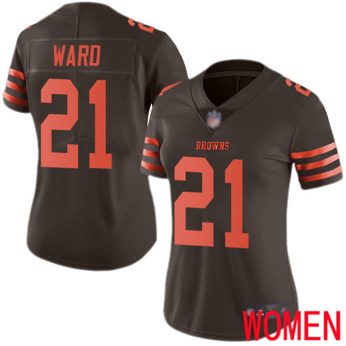 Cleveland Browns Denzel Ward Women Brown Limited Jersey 21 NFL Football Rush Vapor Untouchable